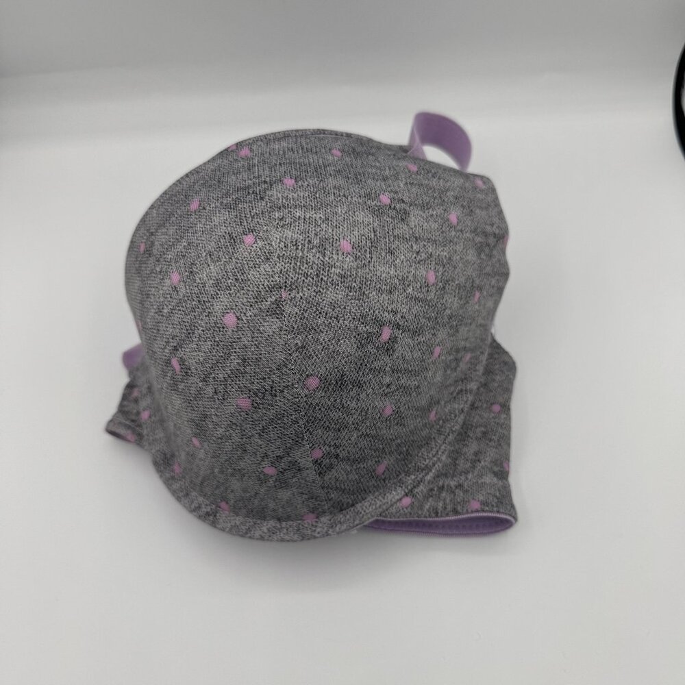 Gray Bra with Pink Polka Dots  Size 40C | Playful Style, Minor Clip Wear